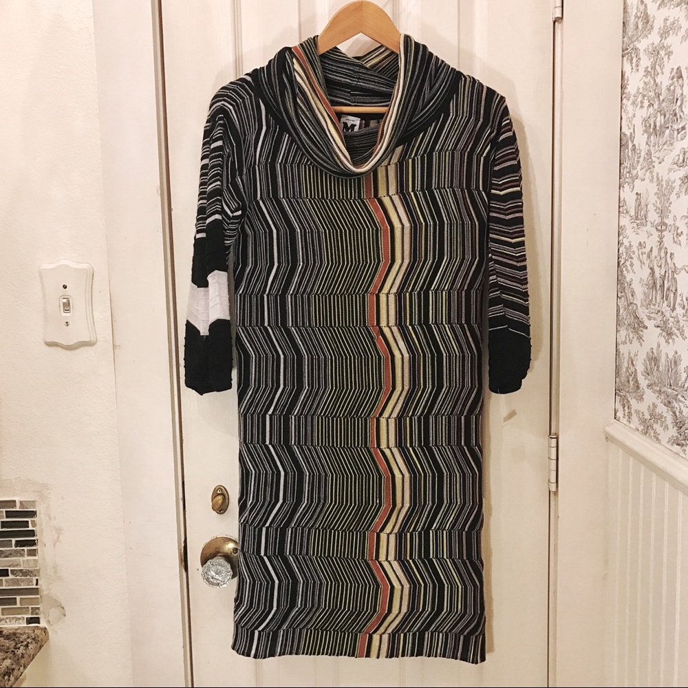 Missoni Designer Knit Dress Cowl Neck